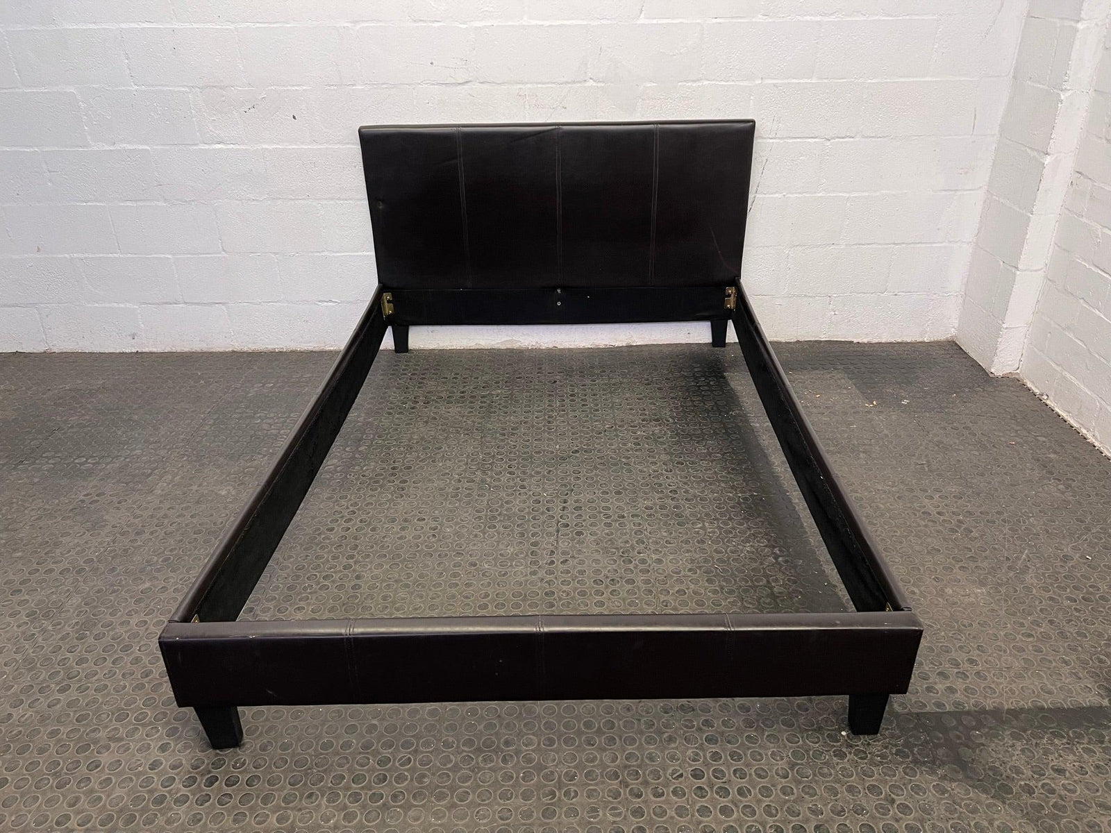 Brown Pleather Double Bed Frame - REDUCED