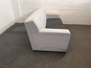 White and Grey Fabric 2 Seater Couch (Some Damage to Fabric) - REDUCED