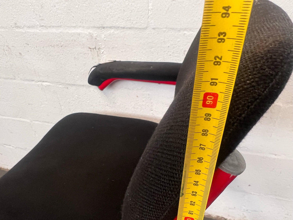 Black Mid-Back Office Chair with Red Frame (Damaged Arm Rests)