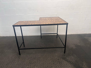 Black Frame Wooden Top L-Shaped Desk