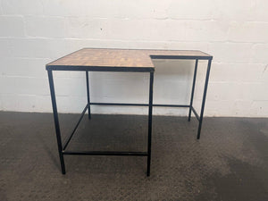 Black Frame Wooden Top L-Shaped Desk