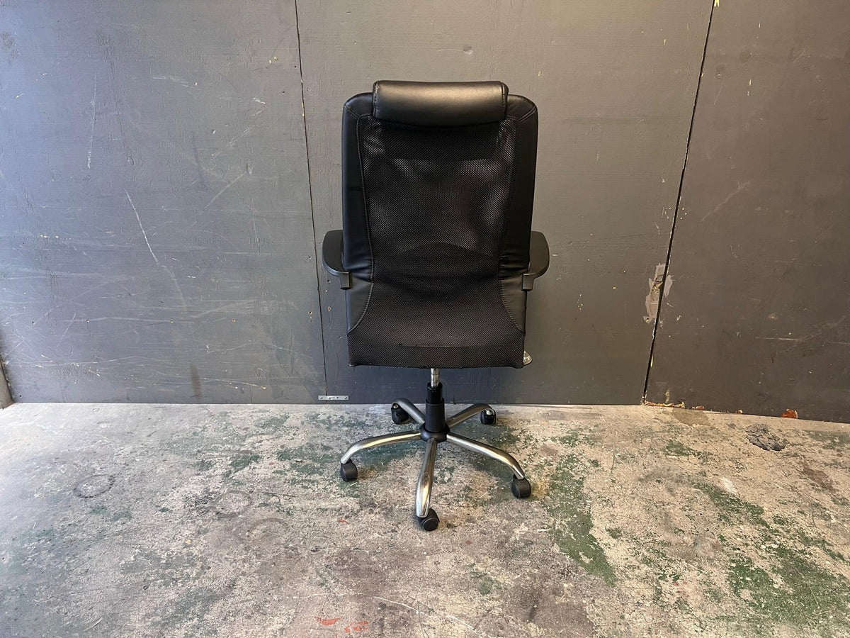 Black Leather High Back Office Chair - Has fabric Damage