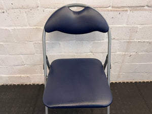 Blue Leatherette Folding Visitors Chair