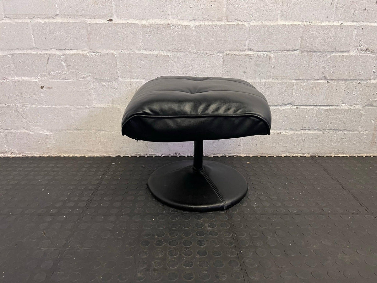 Black Pleather Ottoman - PRICE DROP
