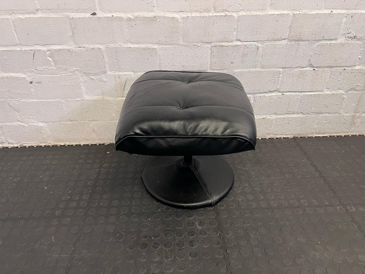 Black Pleather Ottoman - PRICE DROP