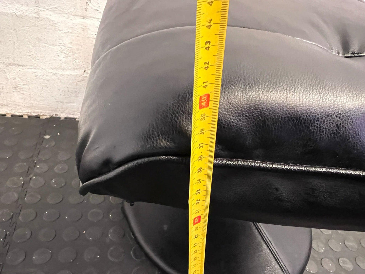 Black Pleather Ottoman - PRICE DROP