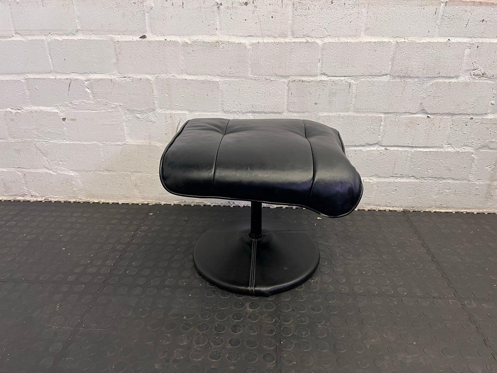 Black Pleather Ottoman - PRICE DROP