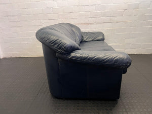 Black Pleather 2 Seater Couch (Damage to Armrest/Peeling of Pleather) - REDUCED