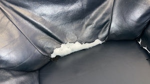 Black Pleather 1 Seater Couch (Damage & Peeling of Pleather) - REDUCED