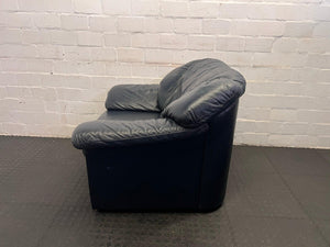 Black Pleather 1 Seater Couch (Damage & Peeling of Pleather) - REDUCED