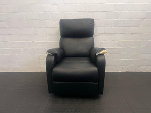 Black Leather 1 Seater Recliner (Damage to Armrests)