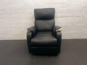 Black Leather 1 Seater Recliner (Damage to Armrests)