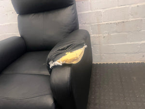 Black Leather 1 Seater Recliner (Damage to Armrests)