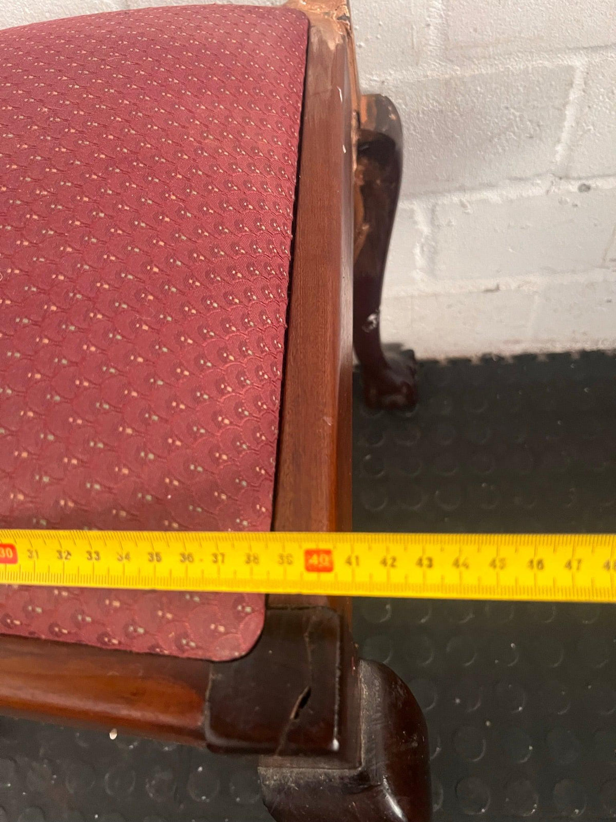 Ball and Claw Red Cushion Dining Chair (Damage To The Leg) - PRICE DROP