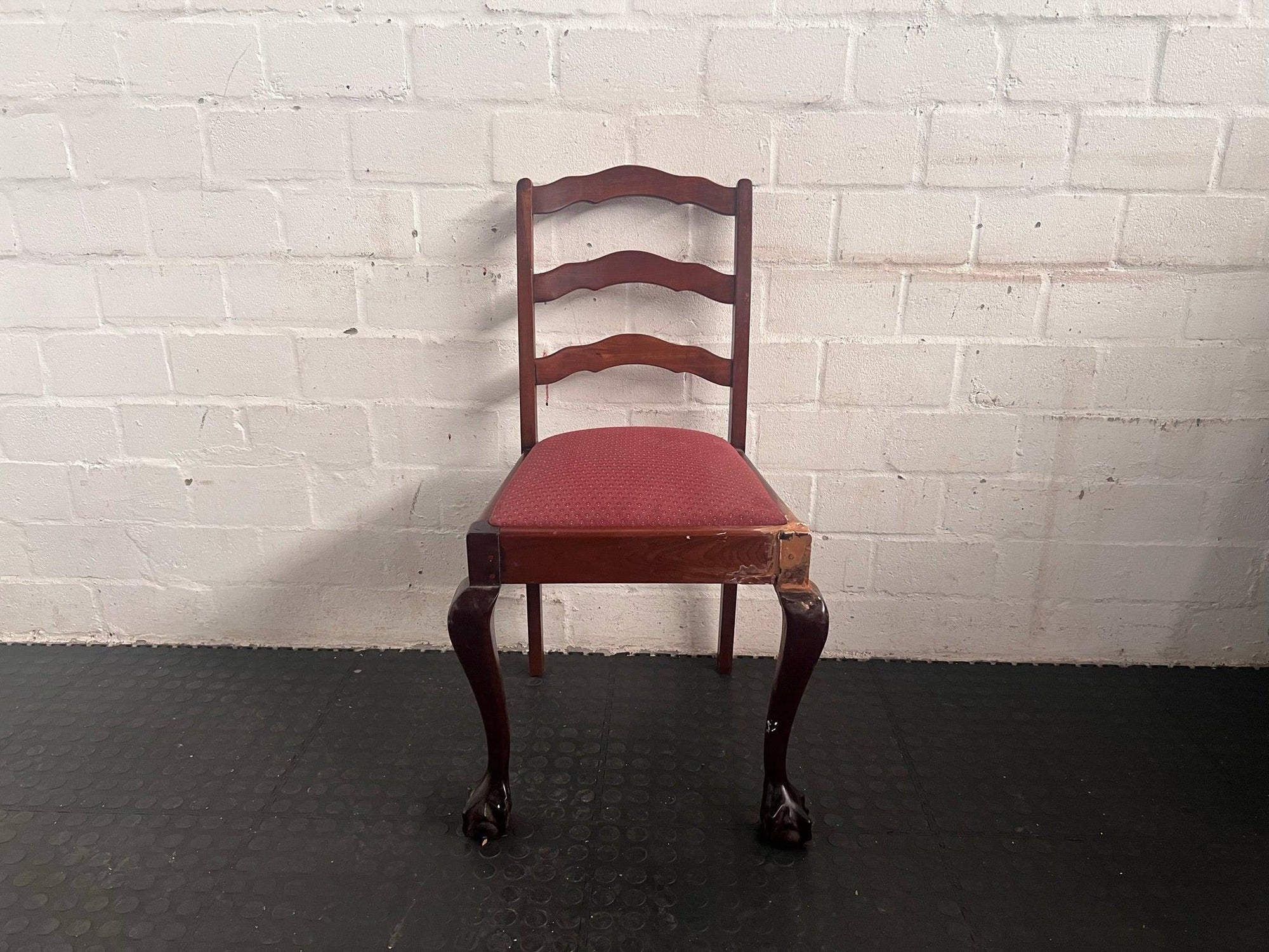 Ball and Claw Red Cushion Dining Chair (Damage To The Leg)