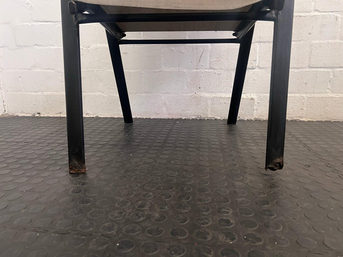 Grey Steel Framed Patio Chair (Damage To Leg/Slightly Shorter)