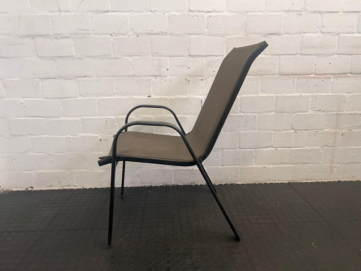 Grey Steel Framed Patio Chair (Damage To Leg/Slightly Shorter)