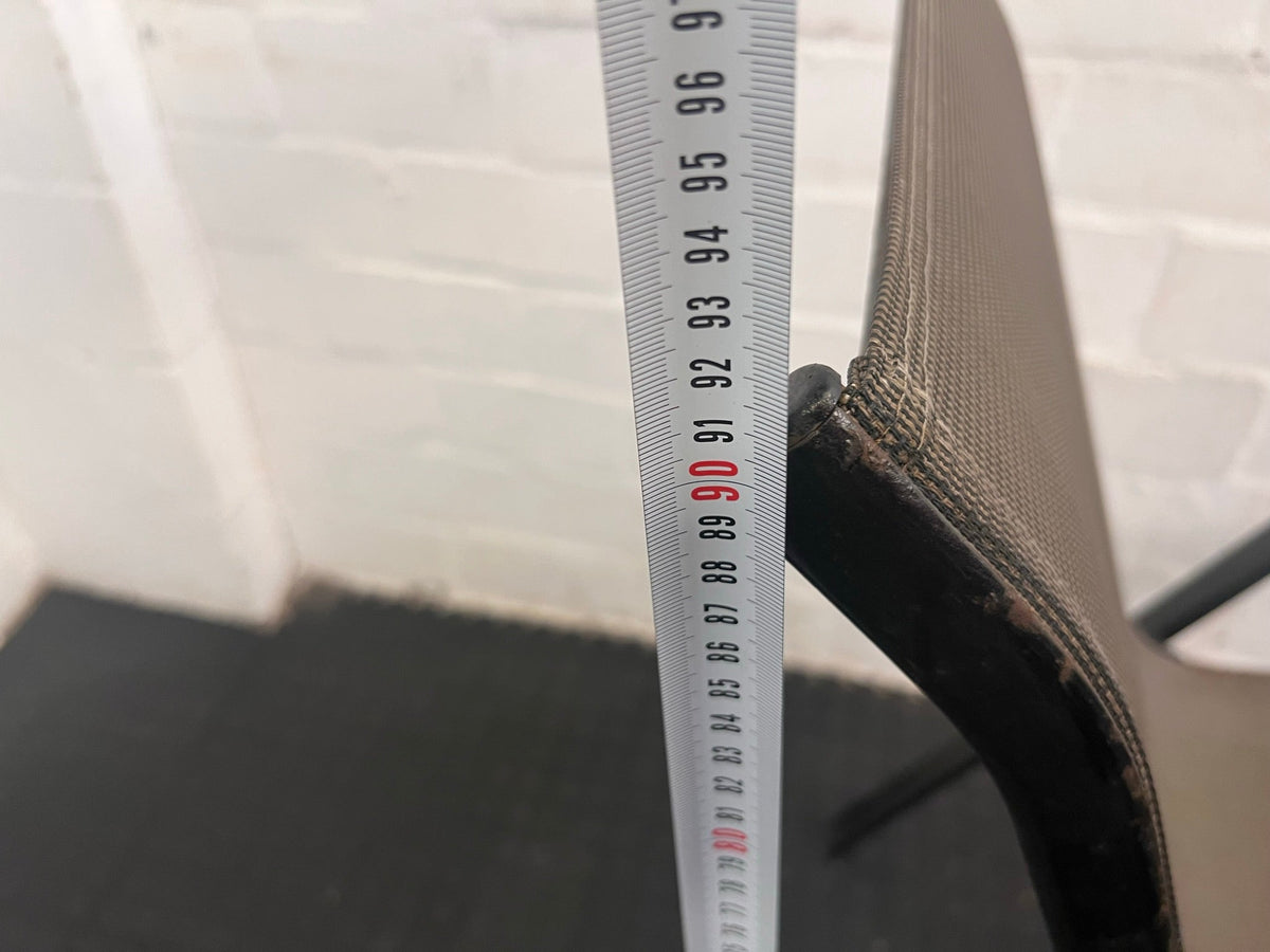 Grey Steel Framed Patio Chair (Damage To Leg/Slightly Shorter)