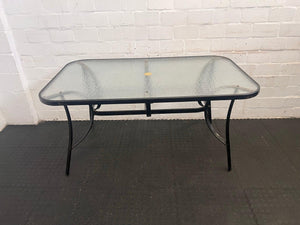 Black Frame Glass Top Patio Table