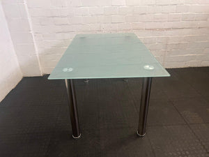 Steel Legged Dining Room Table with Glass Top - REDUCED