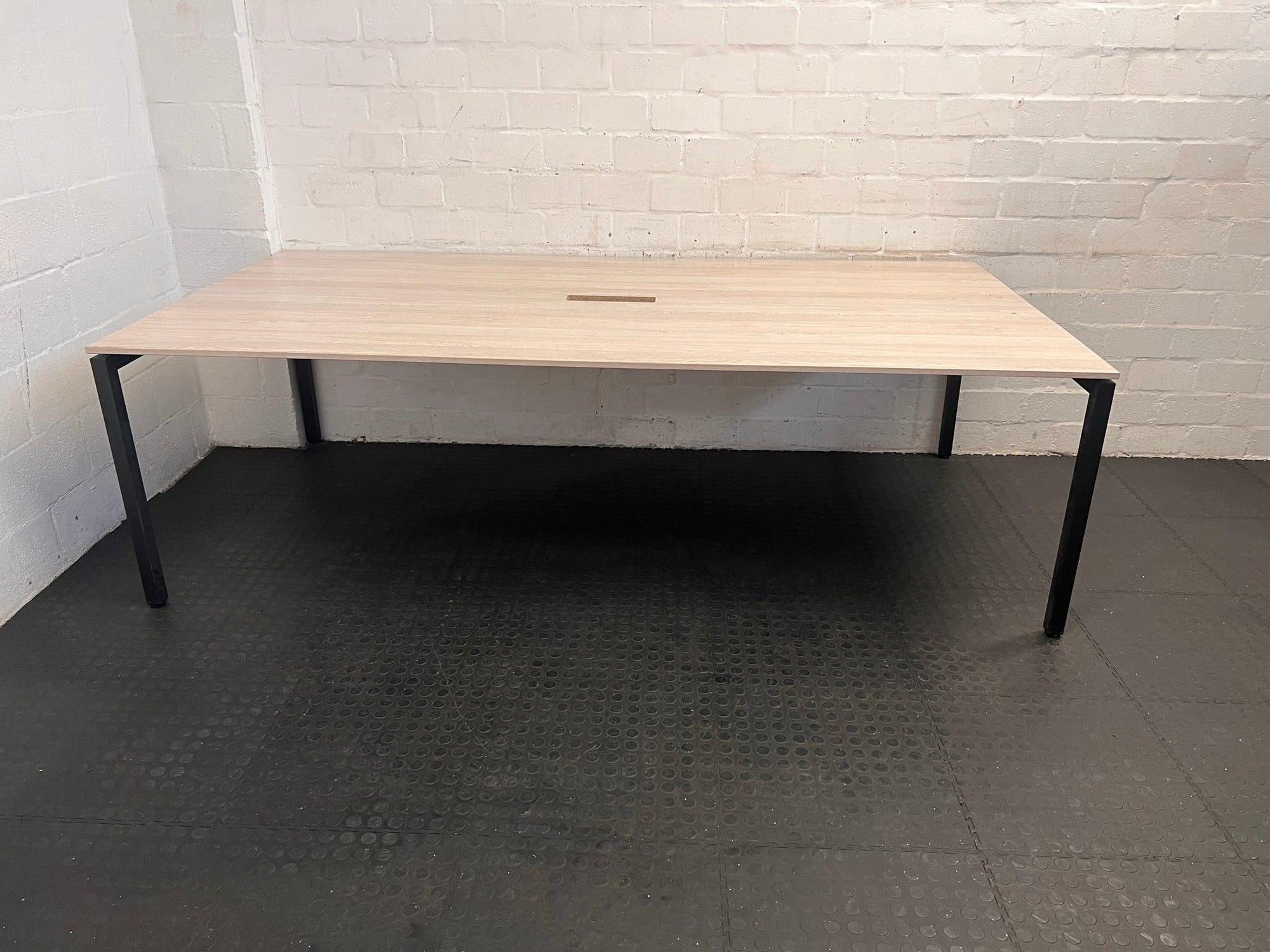 Cream Pine Boardroom Table with Black Legs (2.4 x 1.2m) - REDUCED