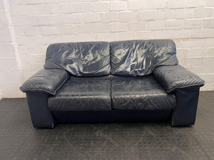 Black Pleather 2 Seater Couch - REDUCED