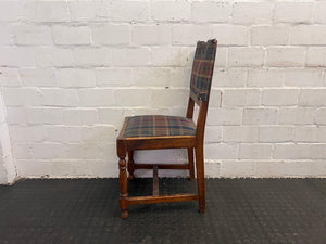 Wooden Plaid Cushioned Chair (Slight Damage to Seat) - PRICE DROP