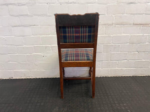 Wooden Plaid Cushioned Chair (Slight Damage to Seat) - PRICE DROP