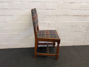 Wooden Plaid Cushioned Chair (Slight Damage to Seat) - PRICE DROP