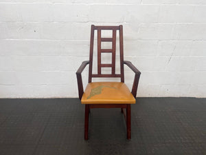 Brown Solid Wood Dining Chair with Mustard Seat (Damaged Seat) - PRICE DROP