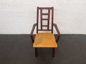 Brown Solid Wood Dining Chair with Mustard Seat (Damaged Seat) - PRICE DROP