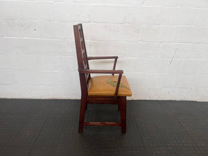 Brown Solid Wood Dining Chair with Mustard Seat (Damaged Seat) - PRICE DROP