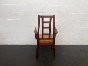 Brown Solid Wood Dining Chair with Mustard Seat (Damaged Seat) - PRICE DROP