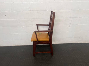 Brown Solid Wood Dining Chair with Mustard Seat (Damaged Seat) - PRICE DROP