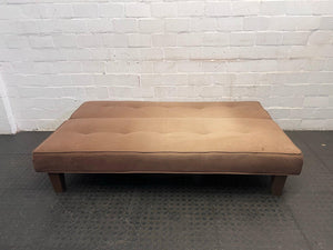 Light Brown Nylon Sleeper Couch (Damaged Underneath/Some Sun Damage) - REDUCED