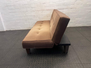 Light Brown Nylon Sleeper Couch (Damaged Underneath/Some Sun Damage) - REDUCED