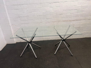 Silver-Legged Glass Top Dining Table - REDUCED