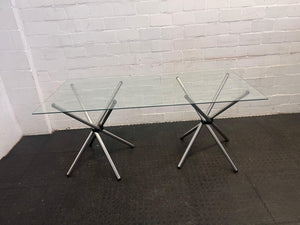 Silver-Legged Glass Top Dining Table - REDUCED