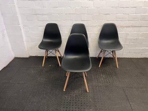 Black Dining Chair with Wooden Legs