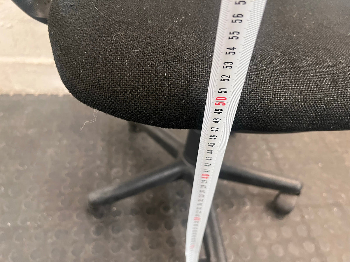 Black Fabric Mid-Back Office Chair On Wheels