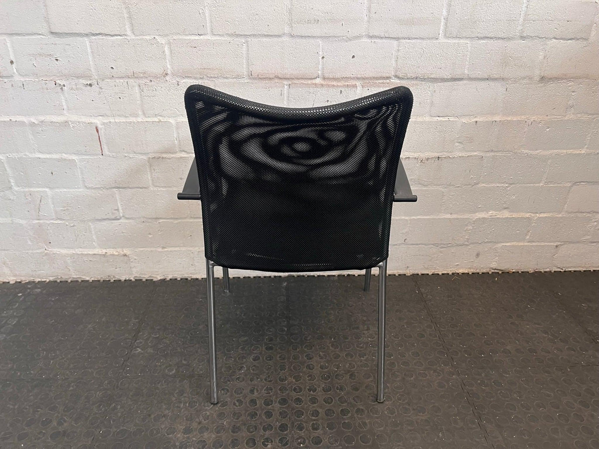 Black Mesh-Back Visitors Chair (Damaged Seat)