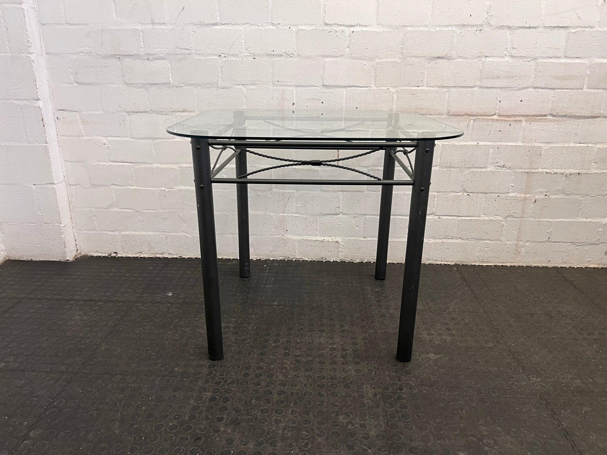Black Frame Glass Top Dinette Table With Rounded Corners - REDUCED
