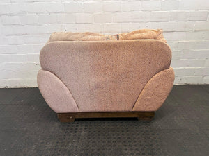Sandy Brown 1 Seater Couch with Stud and Floral Detailing - REDUCED