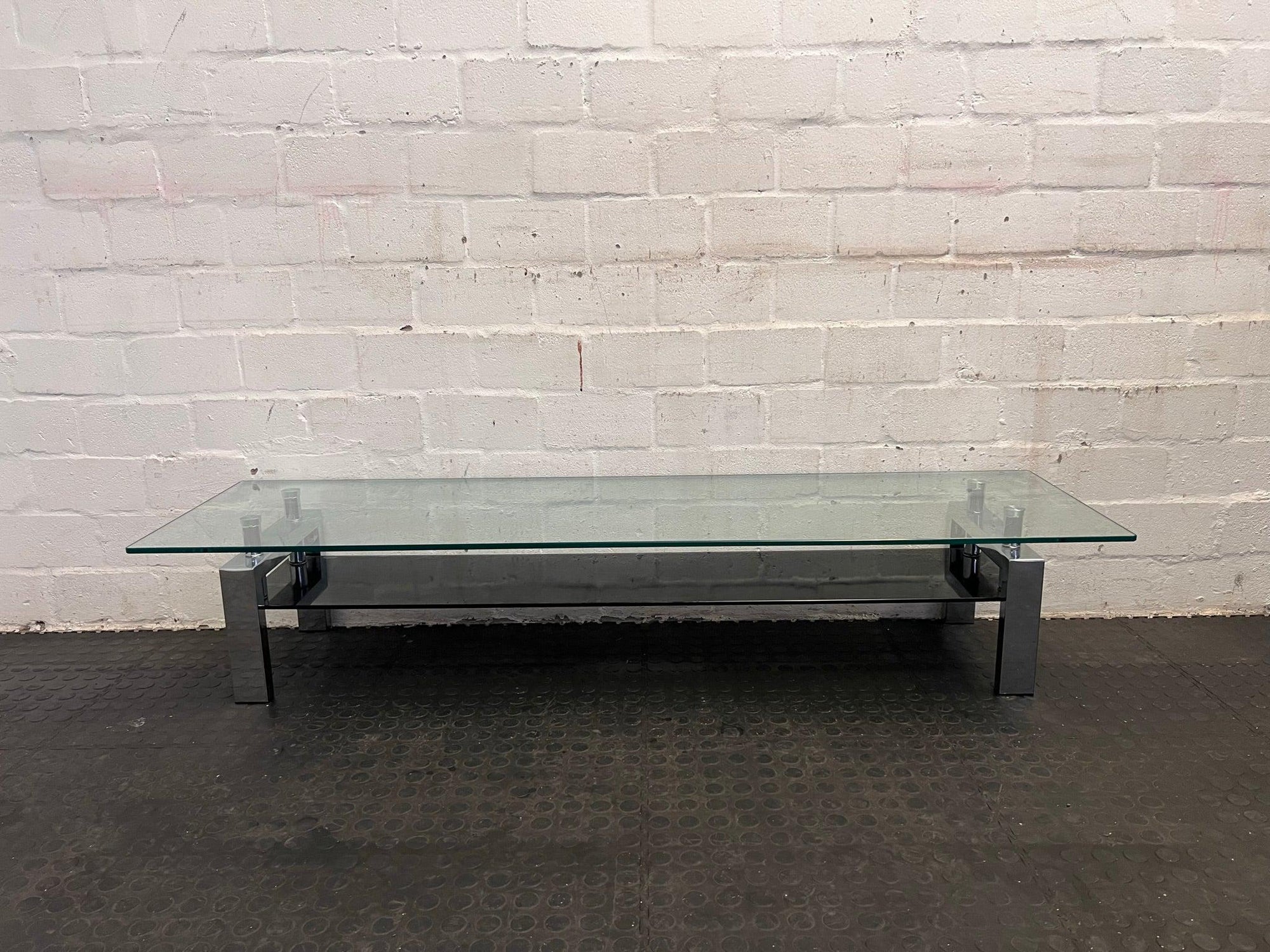 Silver Frame Glass TV Stand - REDUCED