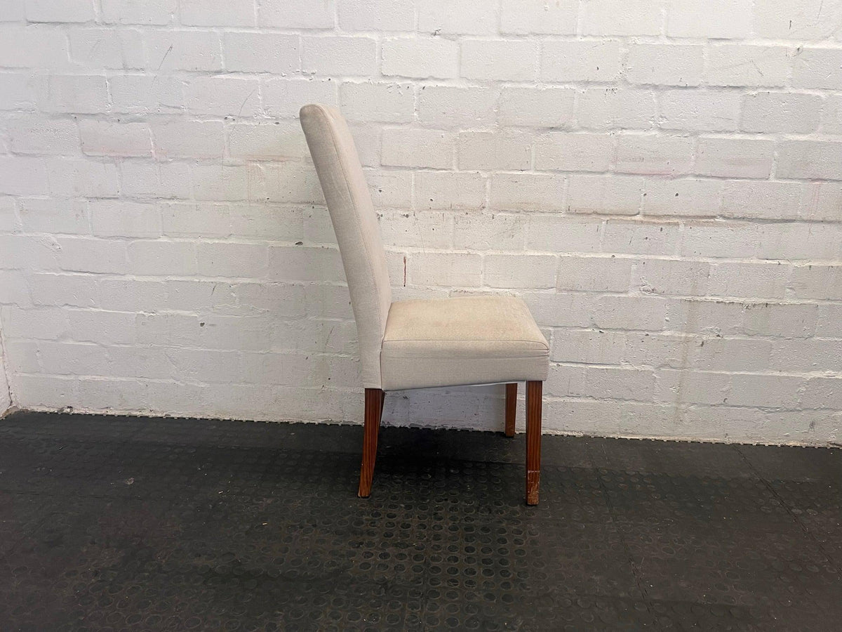 White Fabric Coricraft Dining Chair (Slight Discoloration)