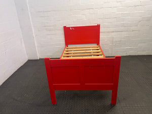Red Wooden Single Bed Frame - REDUCED