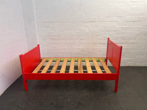 Red Wooden Single Bed Frame - REDUCED
