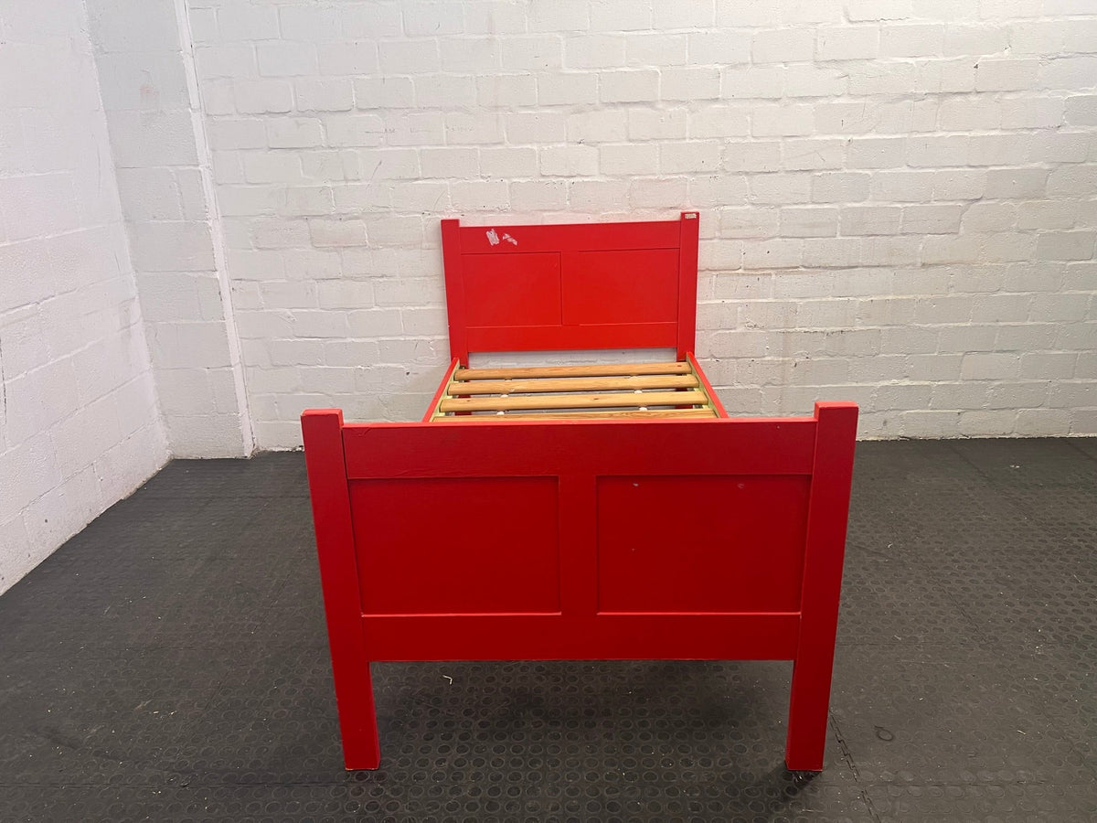 Red Wooden Single Bed Frame - REDUCED