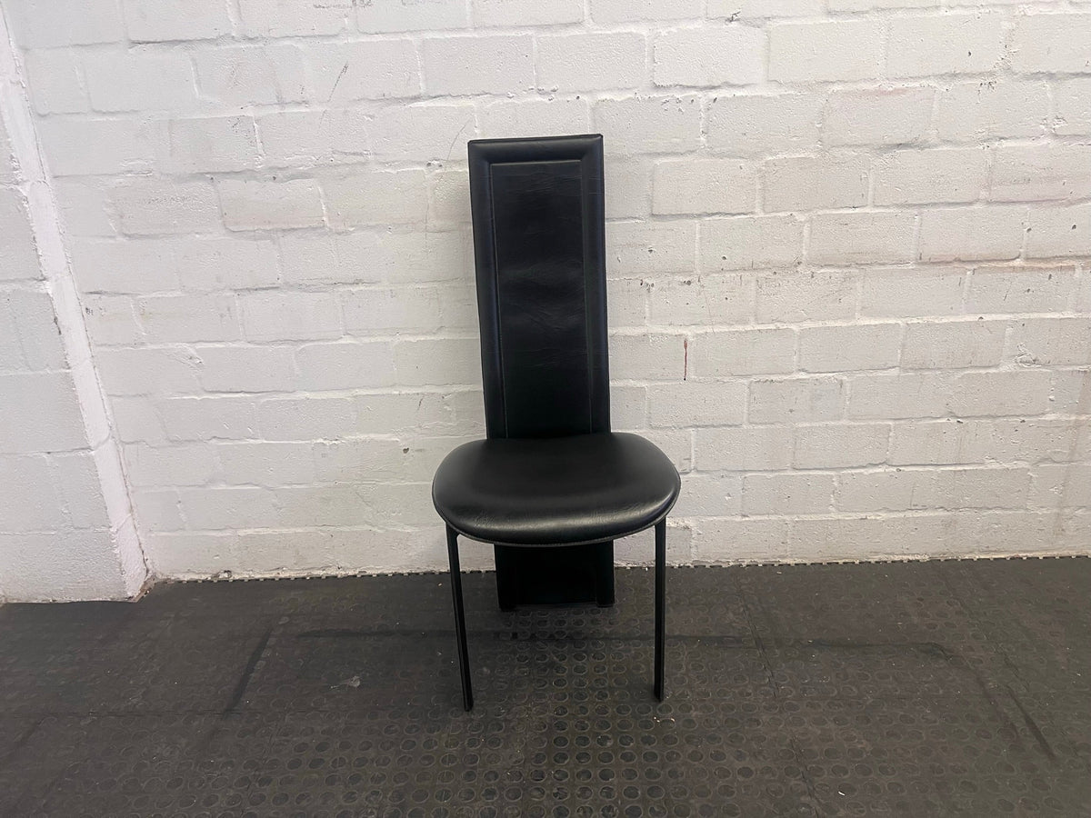 Black Pleather Dining Chair with Rounded Seat - PRICE DROP