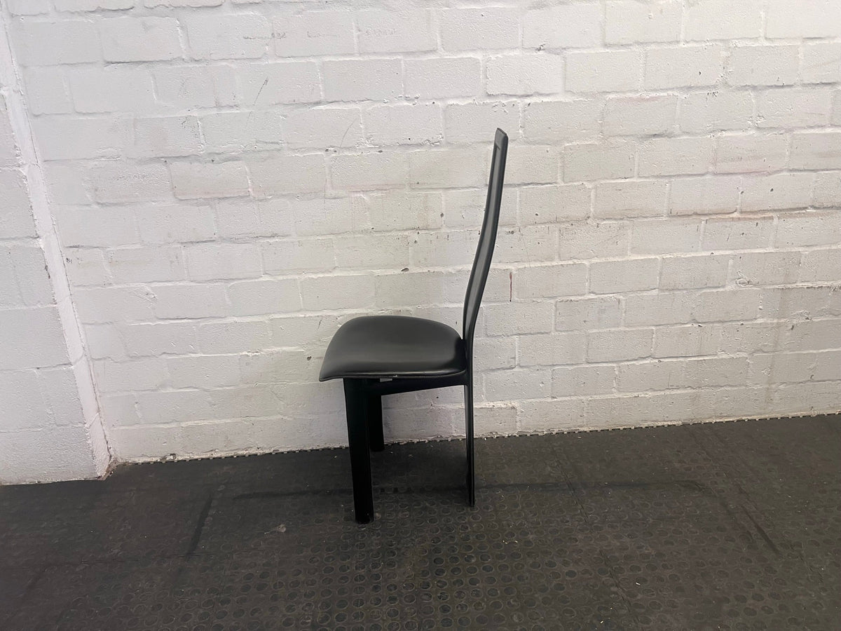 Black Pleather Dining Chair with Rounded Seat - PRICE DROP